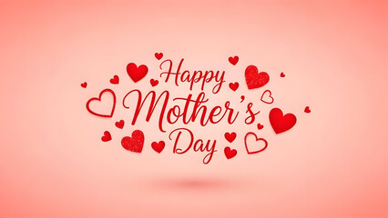 Happy mother's day greeting with red hearts