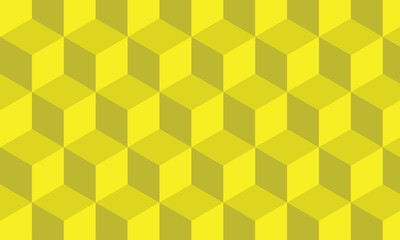 Abstract yellow geometric cube pattern background with seamless 3D isometric blocks, modern hexagonal illusion texture for wallpaper, branding and design
