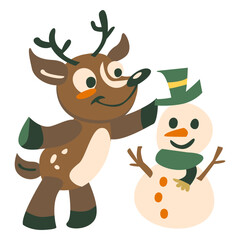 Fototapeta premium Deer snowman flat