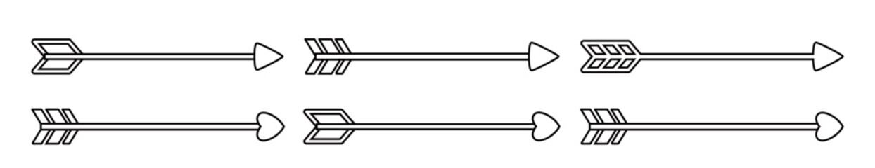 Valentine&rsquo;s Day Cupid Arrow Coloring Page Set.
Love Cupid Arrow Outline Clipart for Coloring Pages.
White background.