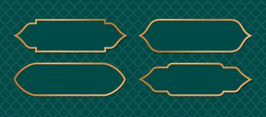 Set of Islamic shape window frame in oriental style. Islamic arch motif. Horizontal banners. Collection of oriental style Islamic ramadan kareem and eid mubarak windows