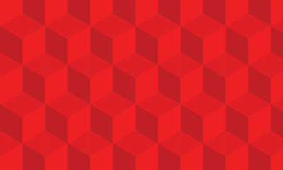 Seamless red geometric cube pattern background with bold isometric hexagon design, abstract 3D illusion vector texture for modern branding, web, packaging, and print