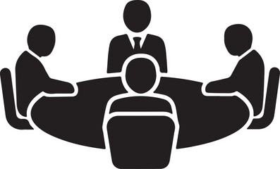 Business meeting with four people sitting around a table