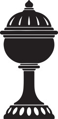 A black silhouette of an ornate trophy cup