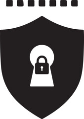Shield with keyhole and padlock icon for security and protection