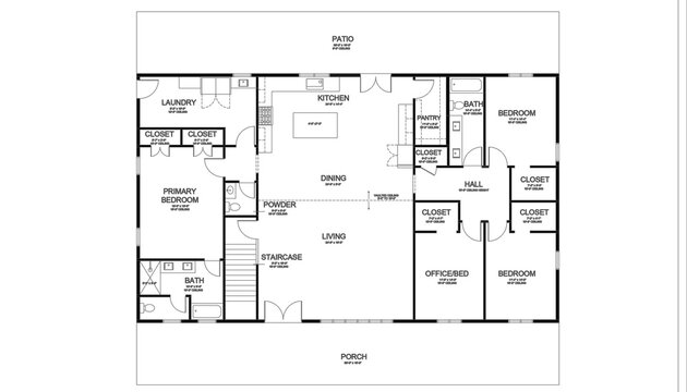 Modern House Home Architectural Floor Plan With Furniture Black and White