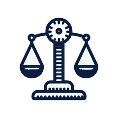 A balanced scale symbolizing justice, set against a minimalistic white background, ideal for legal themes