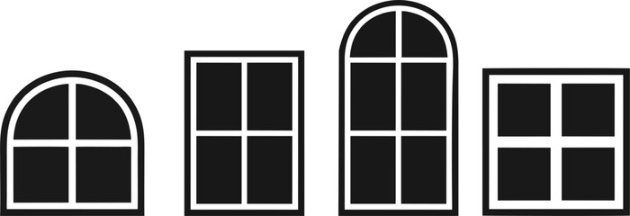 Architectural Window Frame Shapes and Styles Vector Set