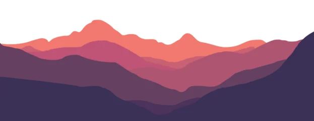 Fotobehang Aubergine A serene mountain landscape at sunset with vibrant colors and peaceful atmosphere  © Faizin