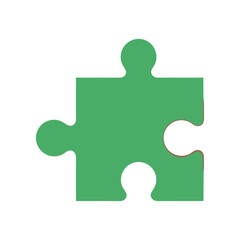 Obraz premium A single green puzzle piece isolated on a white background, symbolizing problem-solving and creativity