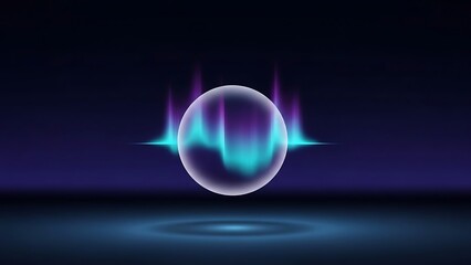 Abstract aurora sphere ethereal light display in dark sci-fi setting