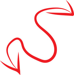 Red double headed arrow graphic isolated on transparent background