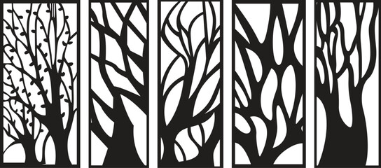 And tree pattern with abstract shapes and lines