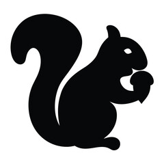 Obraz premium Silhouette of a Squirrel Eating an Acorn on a White Background