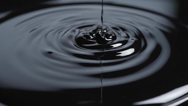 Liquid Alchemy: A captivating close-up of dark liquid as it gracefully flows and forms ripples, showcasing the dance between viscosity and motion.