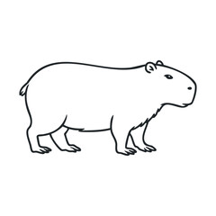 Obraz premium Capybara, the world's largest rodent, is depicted in a simple black outline drawing, showcasing its distinctive shape and calm demeanor.