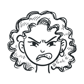 Angry cartoon face illustration of a person expressing frustration with furrowed brows and a clenched mouth, drawn in a hand-drawn doodle style.