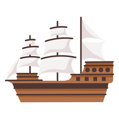 Large historic caravel ship illustration