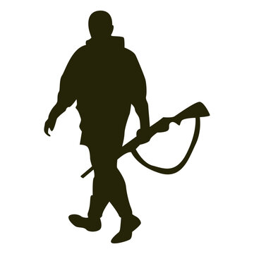 Hunter gun left facing walking silhouette