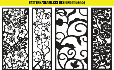 Four and seamless floral and abstract patterns flowers