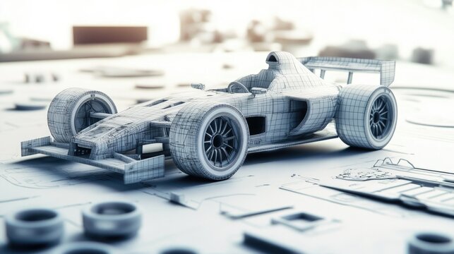 Rapid Prototyping concept. The accelerated process of creating scale models or assemblies using 3D printing and CAD designs