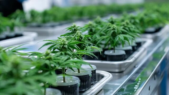 Indoor cannabis farm cultivating marijuana plants