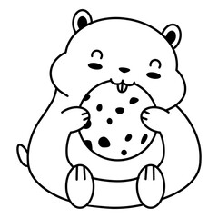 Obraz premium Cute happy hamster cookie stroke