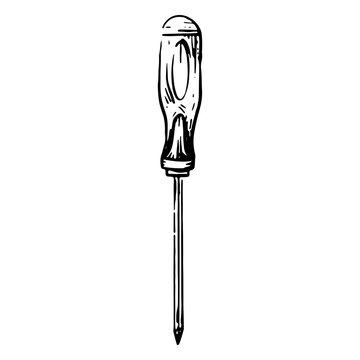 Construction bradawl hand drawn