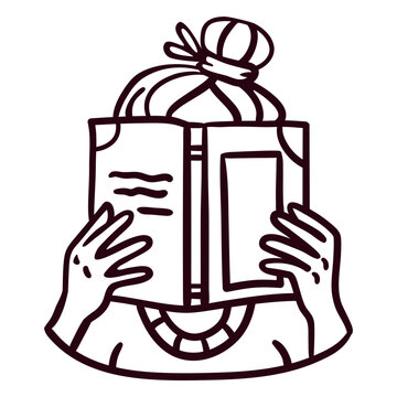 Girl reading book stroke