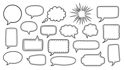 Obraz premium Collection of hand-drawn speech bubble shapes in varying sizes and stylized forms