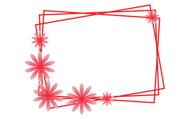Obraz premium Red floral decorative frame with abstract line border