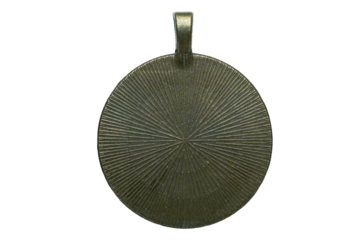 Antique round brass pendant with sunburst engraving

