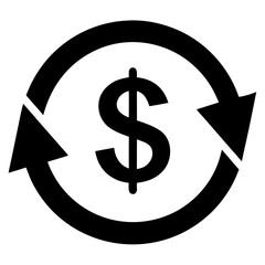 Obraz premium Title: A black and white of a dollar sign inside a circular arrow symbolizing continuous