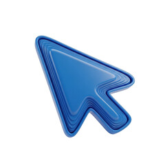 3d blue cursor pointer icon isolated on transparent background