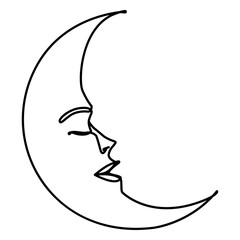 Sleepy moon line drawing design