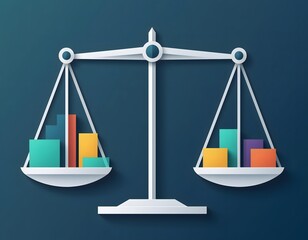 Conceptual Balance Scale Featuring Abstract Blocks Replacing Traditional Weights in a Minimalist Setting