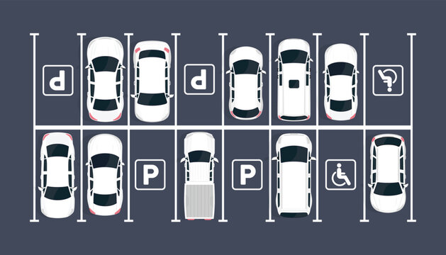 Top view parking lot with cars vector illustration