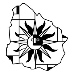 Fototapeta premium Uruguay country map abstract stroke design