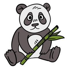 Fototapeta premium Hand drawn panda bamboo
