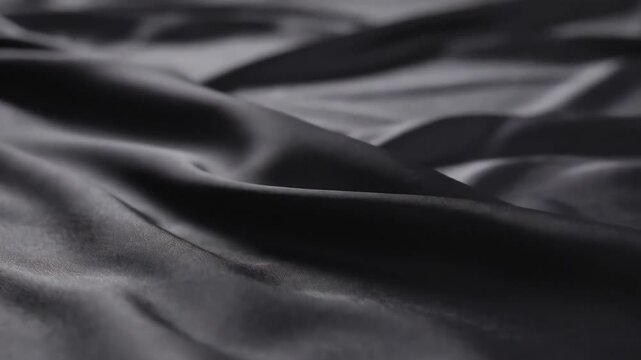 Closeup of Black Fabric with Elegant Draping and Subtle Ripples.