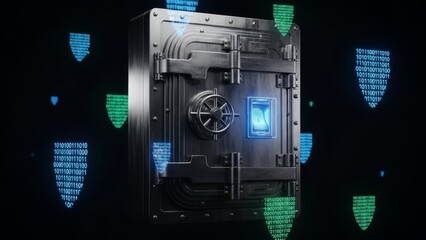 Secure digital vault with biometric scan and binary code protection