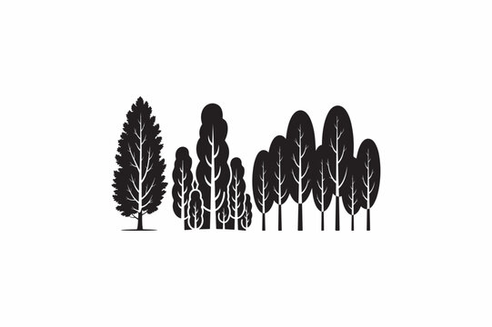 Kauri tree vector silhouettes black image made by adobe illustrator.