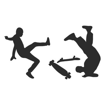 Male skaters crash silhouette
