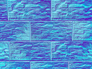 Neon Cyan Purple Stone Wall - Futuristic Vibrant Digital Art Wallpaper Background for Bold Modern Marketing and Creative Design