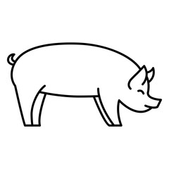 Obraz premium Sideways simple stroke pig