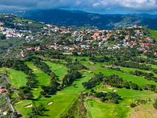 Las Palmas Golf Club and Caldera de Bandama Aerial View, Oldest Golf Course in Spain and Volcanic...