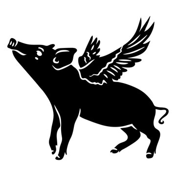 Pig with wings cut out
