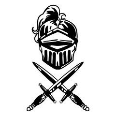 Fototapeta premium Armor helmet with crossed swords filled stroke