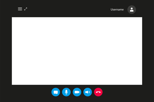 Video Conferencing UI Template Vector, Dark Mode Interface with Control for Remote Work and Virtual Meetings