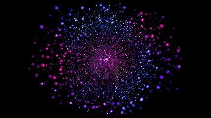 Abstract illustration of a network of points in vibrant colors against a dark backdrop
